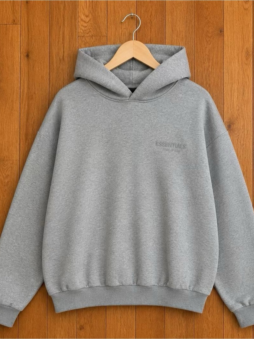 Essentials Light Grey Hooded Pullover Sweatshirt